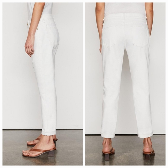 Frame Le Garcon Mid-Rise Straight Fit in Rumpled Blanc Rips Size 27 NWT - Picture 2 of 8